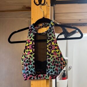 Multicolor Leopard Print Halter Top